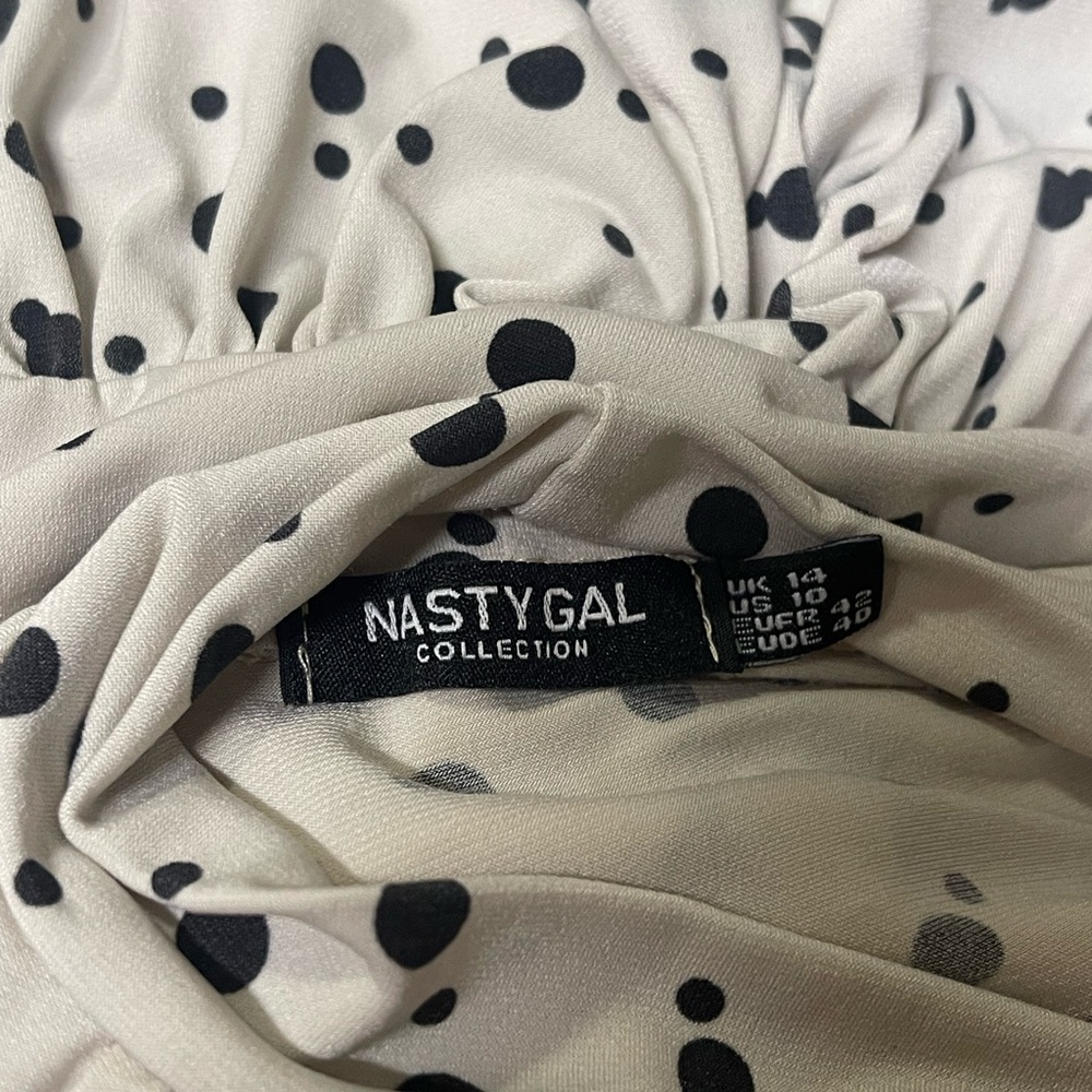 Nasty Gal Polka Dot Tiered‎ Smock Dress Mock Neck Size 10 - Picture 6 of 6